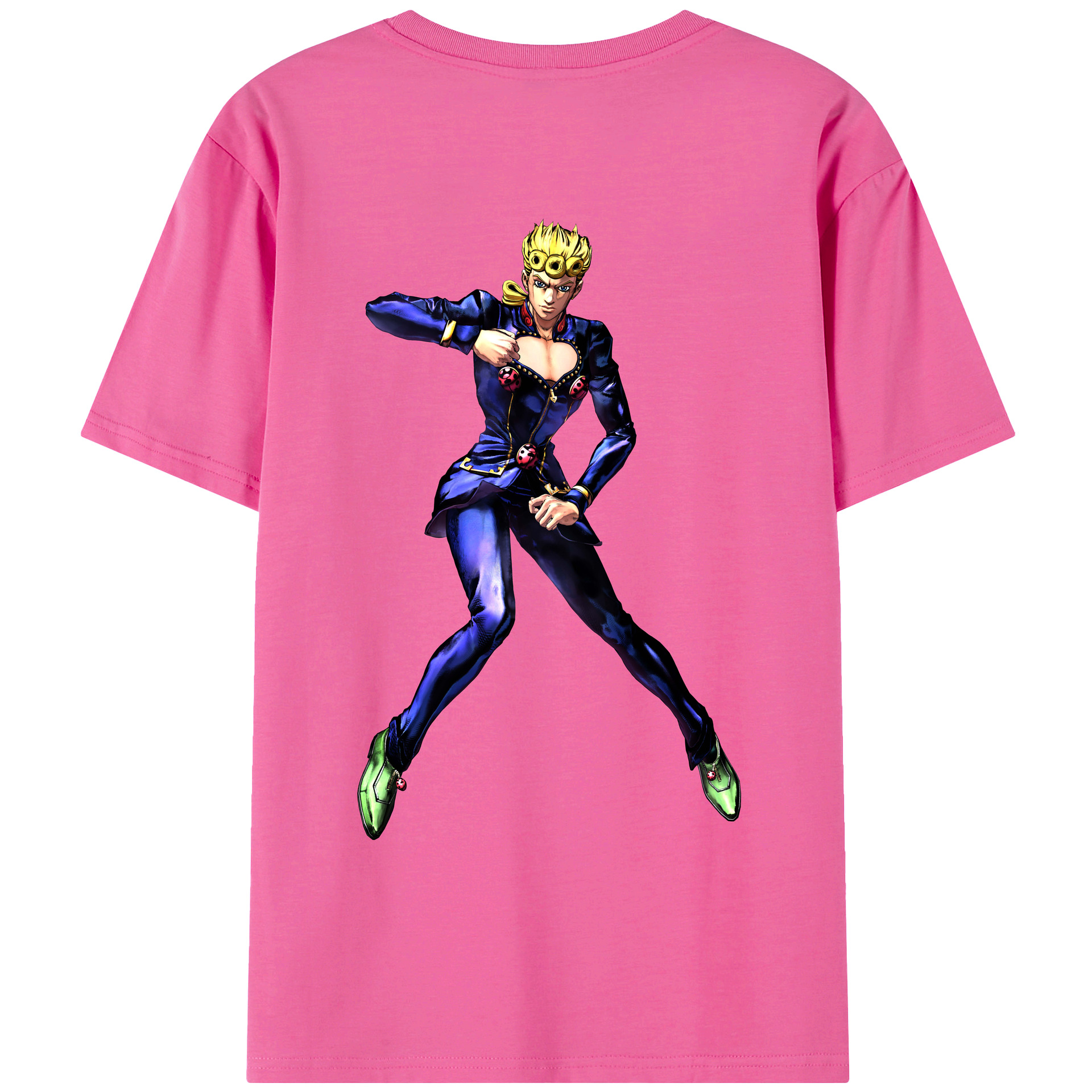 （画像用） ジョジョの奇妙な冒険 ジョルノ?ジョバァーナ JoJo's Bizarre Adventure Giorno Giovanna レディース半袖Tシャツ(バックプリント)